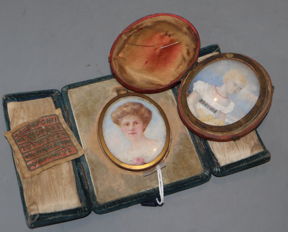 Two oval portrait miniatures
